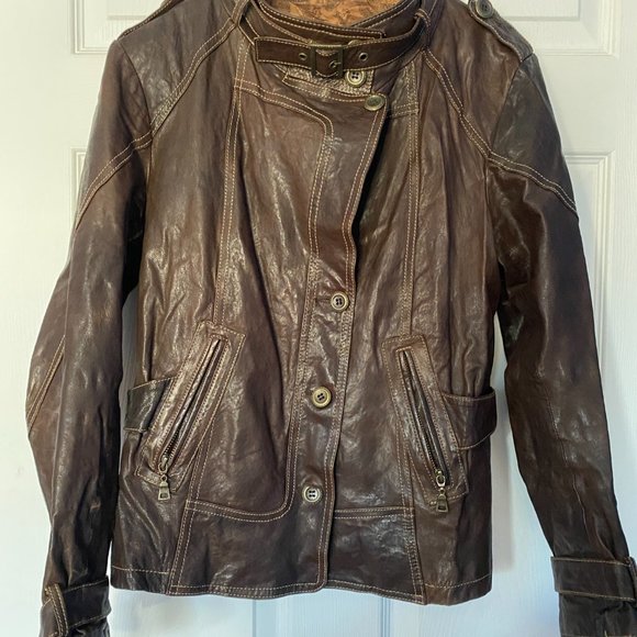 Danier Italian Leather Brown Biker Jacket - Picture 3 of 15